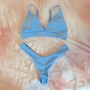 Baby Blue Ribbed Bikini